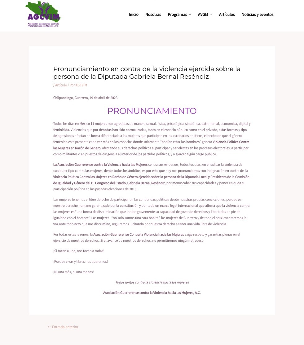 agcvim's tweet photo. AGCVIM se pronuncia en contra de la Violencia Política ejercida sobre la Diputada Gabriela Bernal Reséndiz, por poner en duda su participación política en las elecciones de 2018.
Más información en 👉 https://t.co/HaDlf96MNe
#todasjuntascontralaviolenciahacialasmujeres https://t.co/q3Ja7qWhbU