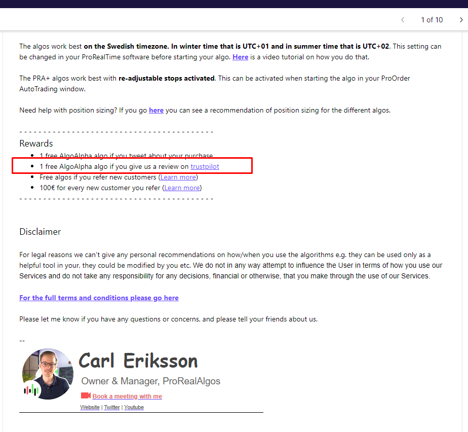 ProRealAlgosFacts (@prorealalgfacts) on Twitter photo In addition of false profiles and reviews; to offer products to do a review in TrustPilot is against its terms
We reported it and encourage (ex)customers to delete any opinions given in exchange for a free product
Be fair
<a href="/prorealalgos/">ProRealAlgos</a>=<a href="/AnonymousAlgos/">Anonymous Algorithms</a>=<a href="/kungalvstradern/">Kungälvstradern</a> In addition of false profiles and reviews; to offer products to do a review in TrustPilot is against its terms
We reported it and encourage (ex)customers to delete any opinions given in exchange for a free product
Be fair
<a href="/prorealalgos/">ProRealAlgos</a>=<a href="/AnonymousAlgos/">Anonymous Algorithms</a>=<a href="/kungalvstradern/">Kungälvstradern</a>