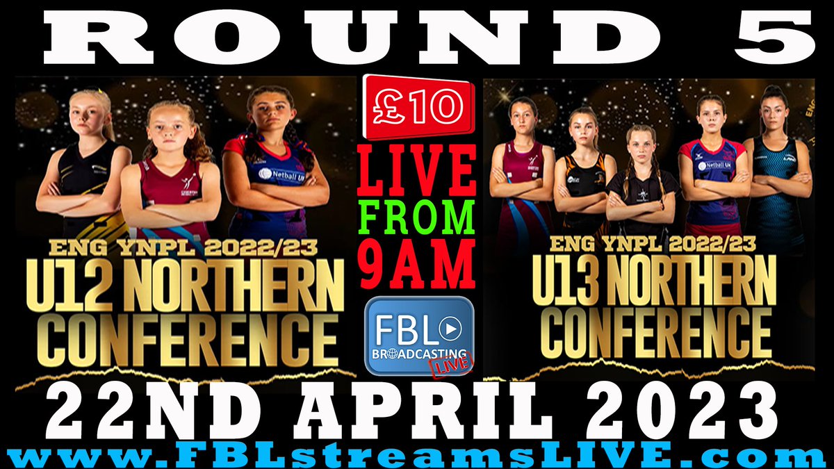 LIVE TOMORROW on FBLstreamsLIVE.com!!!! <a href="/ENGSportsUK1/">ENG Sports UK</a>  YNPL 22-23 U12 &amp; U13 North League  Round 5   <a href="/chester_netball/">Chester Netball Club</a> <a href="/EPNetball/">Ellesmere Port Youth Netball Club</a> <a href="/Gtownnetball/">Grangetown Netball</a> <a href="/KingswayPowerNc/">KingswayPowerNC</a> <a href="/LeedsAthleticNC/">Leeds Athletic NC</a> <a href="/maccnetball/">Macclesfield Netball</a> <a href="/NWSapphires/">Northwich Sapphires 🖤💛</a> <a href="/OldhamNetball/">Oldham Netball Club</a> <a href="/TamesideNC/">Tameside Netball Clb</a> <a href="/WyreNetballClub/">Wyre Netball Club</a> <a href="/YWCABuryNC/">YWCA Bury NC</a>