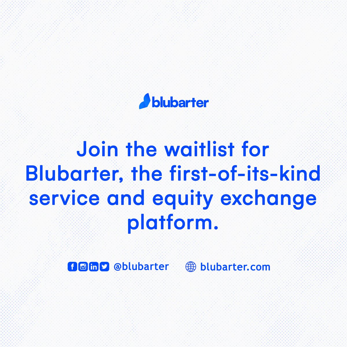 blubarter's tweet photo. Trade your skills for equity and invest in your future with Blubarter. 
Our platform makes it easy to connect with like-minded entrepreneurs who are looking to exchange talents and build something amazing together. 
Visit https://t.co/qEVjyERk1r today to start your journey https://t.co/dke0XY7Chm
