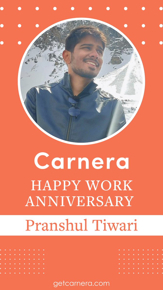 carnera_tech's tweet photo. Thank you  Pranshul for being such an integral part of Carnera! We hope you keep growing and keep learning the way you have in the past year. Here’s to another year of success with you right by our side.#Carnera #getCarnera  #CelebrateWithCarnera #GrowingWithTheCompany https://t.co/zGsjjVc2LN