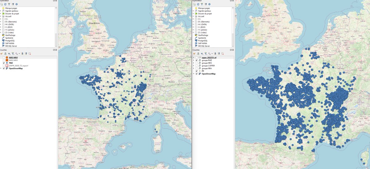 Hades73440's tweet photo. Belle évolution de la cartographie des réseaux télécom #SRO en #France via #OSM #Qgis Décembre 2020 VS Avril 2023! Bravo à tous les #contributeurs ! #FTTH Des zones reste à cartographier ... @InfosReseaux @pasteque24 @Symness_ @fatpat94 @carioca_cari https://t.co/vq1TxObEgf