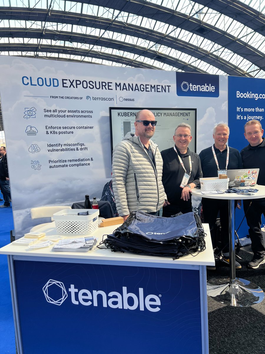 TenableSecurity's tweet photo. We’re at #KubeCon + #CloudNativeCon EMEA in Amsterdam talking about Tenable #CloudSecurity! Did you know Tenable now maintains #Terrascan? Let’s chat about it at booth #S60. @KubeCon_ https://t.co/jpIorFLzld