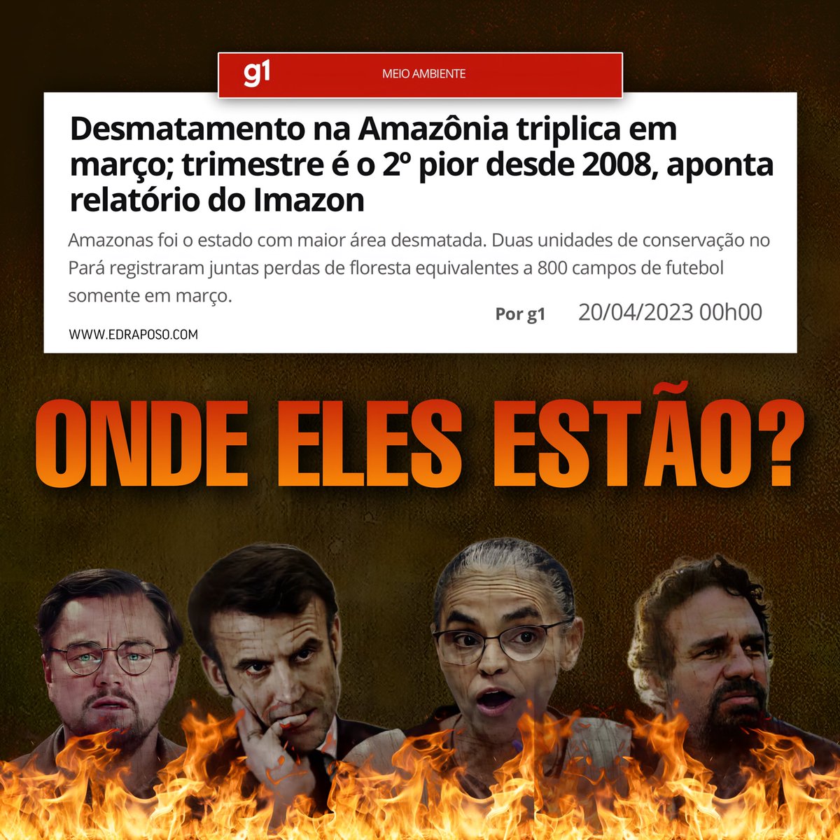 EdRaposo_'s tweet photo. Bom dia, @MarinaSilva. Vai continuar colocando a culpa no bozo ou vai salvar nossas girafas?

Good morning, @MarkRuffalo @LeoDiCaprio and @EmmanuelMacron 

Things are getting outta hand over here, my friends. You still there or our forests only mattered when Bolsonaro was in office?