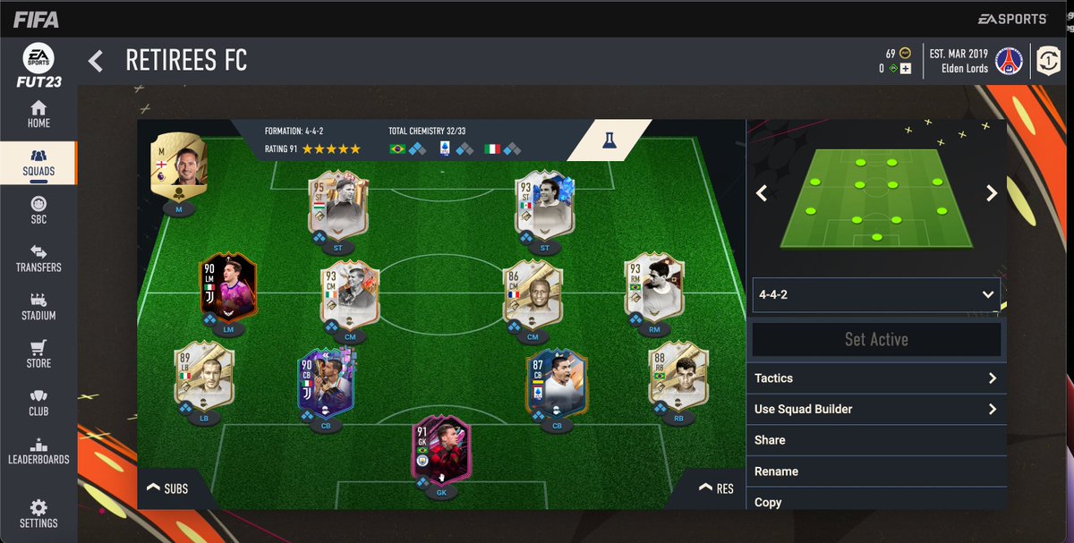 Put my Nketiah and my De pay into an sbc and they gave me Chisea. Who gets my Bonucci to 3 Chem.

Need an upgrade on Cordoba and Vieira but that will be hard. Vieira might be 86 but his presence alone >>