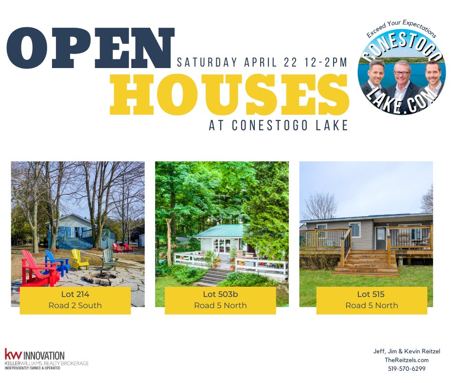 TheReitzels's tweet photo. This Saturday April 22, join us from 12-2pm and prepare to be dazzled by not one, not two, but THREE stunning paradise cottages at our open houses! Can't wait to see you there

#conestogolake #thereitzels #justlisted #weekendvibes https://t.co/9XwNpnclAJ