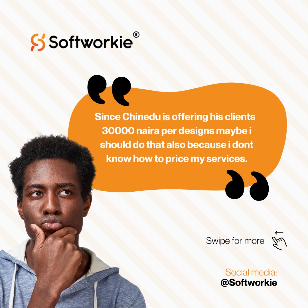 Softworkie's tweet photo. After getting clients, your thoughts are now on how to price your services.  Softworkie can help with that. 
Read below. https://t.co/Fg1vKMitFp