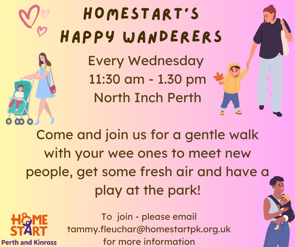 HomeStartPK's tweet photo. Our new group starts on Wednesday - if you would like to find out more please email us at info@homestartpk.org.uk or tammy.fleuchar@homestartpk.org.uk #walkinggroup #localgroup #freshair #MentalHealthMatters https://t.co/8cUjlCkSyV