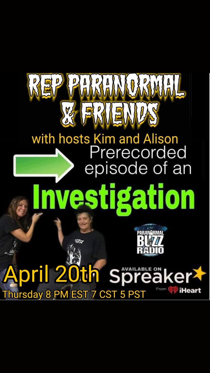 buzz_paranormal's tweet photo. Available Thursday , kim and Alison investigate an undisclosed location on #spreaker
https://t.co/ltxEiCbsR5…
#podcast #paranormal #haunted #investigation #isithaunted #follow #download #funshow #repparanormalandfriends https://t.co/9wxRQmGoam