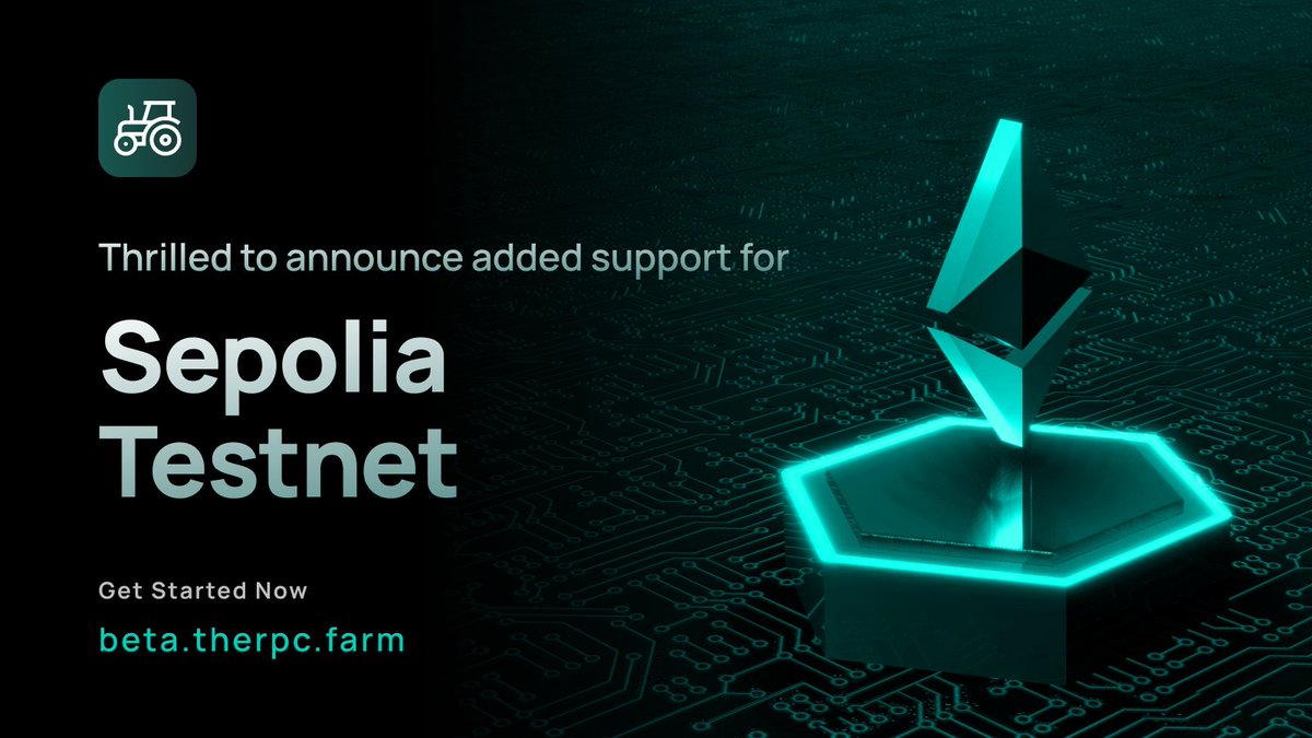 0xUnoblox's tweet photo. We're thrilled to announce the launch of Sepolia Testnet🚀 at #TheRPCFarm.
Get ready to experience lightning-fast blockchain connectivity and unparalleled performance.
Visit: https://t.co/Bjo96KbNIz
#SepoliaTestnet #RPC #Blockchain https://t.co/0ZOGBLpQPp