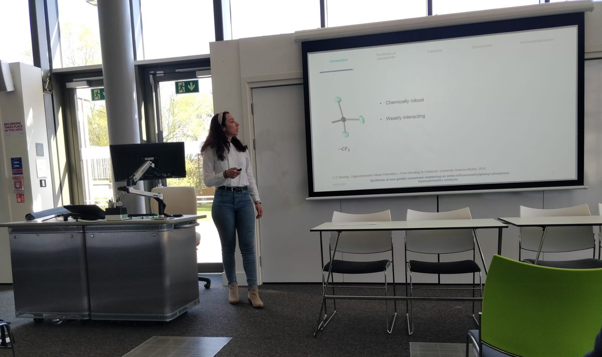 Dr Jennifer Smart 👩🏼🔬 (@jes_chemistry) on Twitter photo Another great talk from ex-Chaplin group member <a href="/BustosItxaso/">Itxaso Bustos</a> about her work on gold(I) complexes of an ortho-trifluoromethylphenyl phosphine #Dalton2023 Another great talk from ex-Chaplin group member <a href="/BustosItxaso/">Itxaso Bustos</a> about her work on gold(I) complexes of an ortho-trifluoromethylphenyl phosphine #Dalton2023