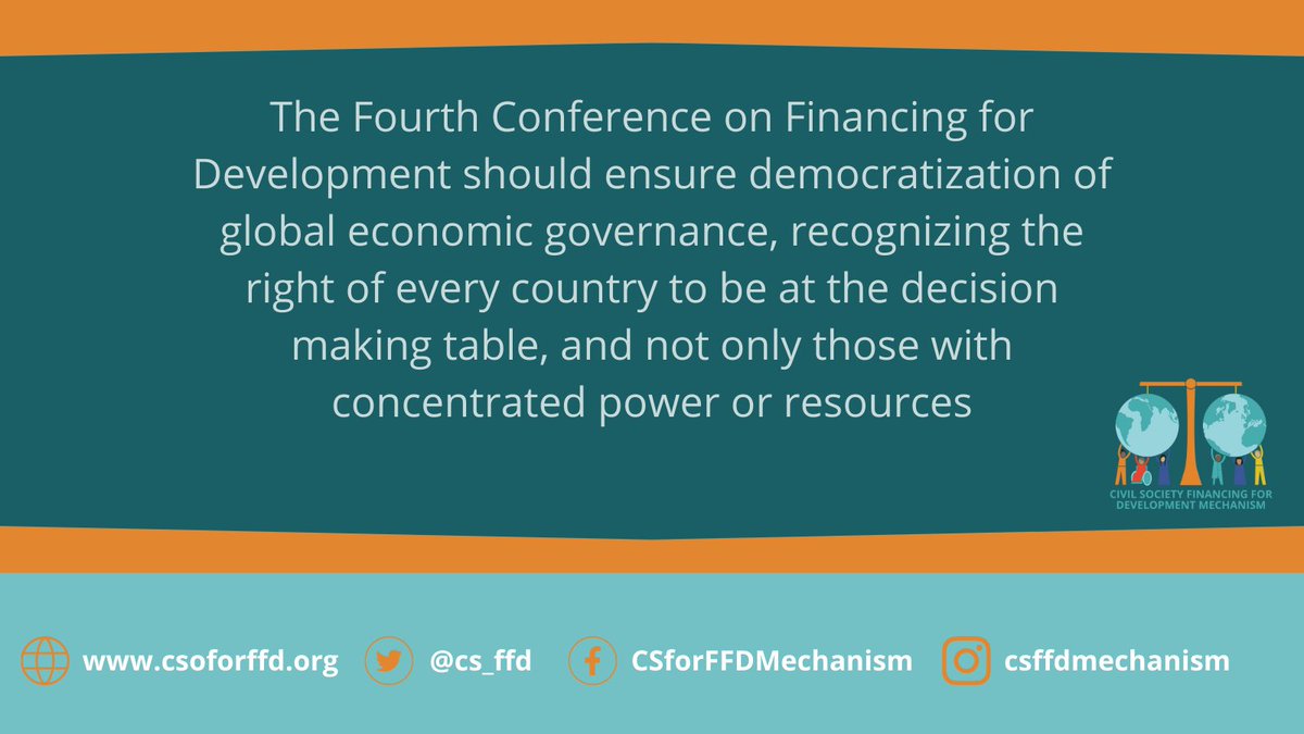 The 4th Conference on Financing for Development should provide the necessary fiscal, judicial and policy space needed to ensure a decolonial, #feminist and just transition for people and the planet #EconomicJustice #TaxJustice #DebtJustice #Fin4Dev #FfD4