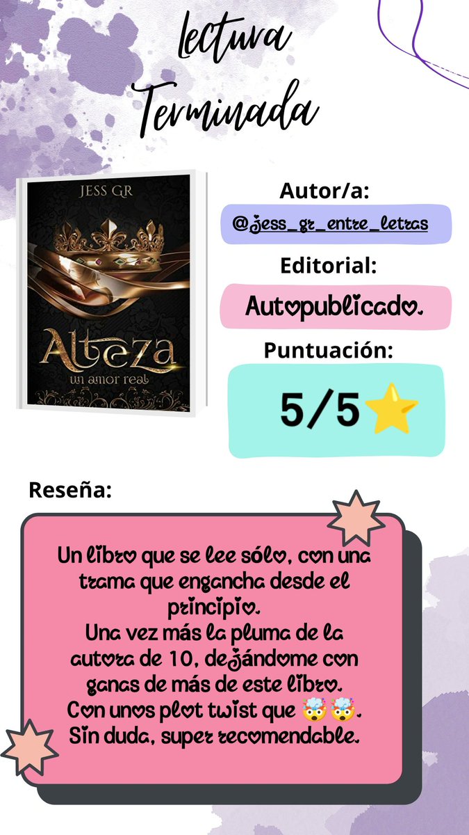 hormiii_7's tweet photo. #Alteza #UnAmorReal de #JessGR
💫 Puntuación: 5/5 ⭐ https://t.co/PqBHJY1OjJ