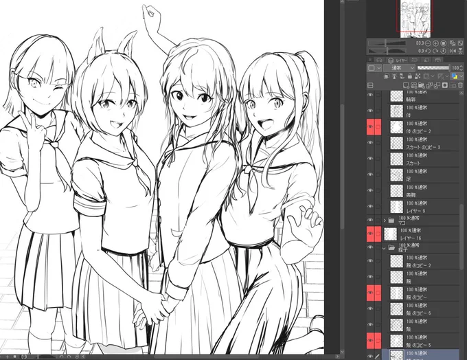 ついに4人集合した!
これから厚塗りがんばります!☺️

厚塗りはあんまり経験ないですけど多分楽しい💮 