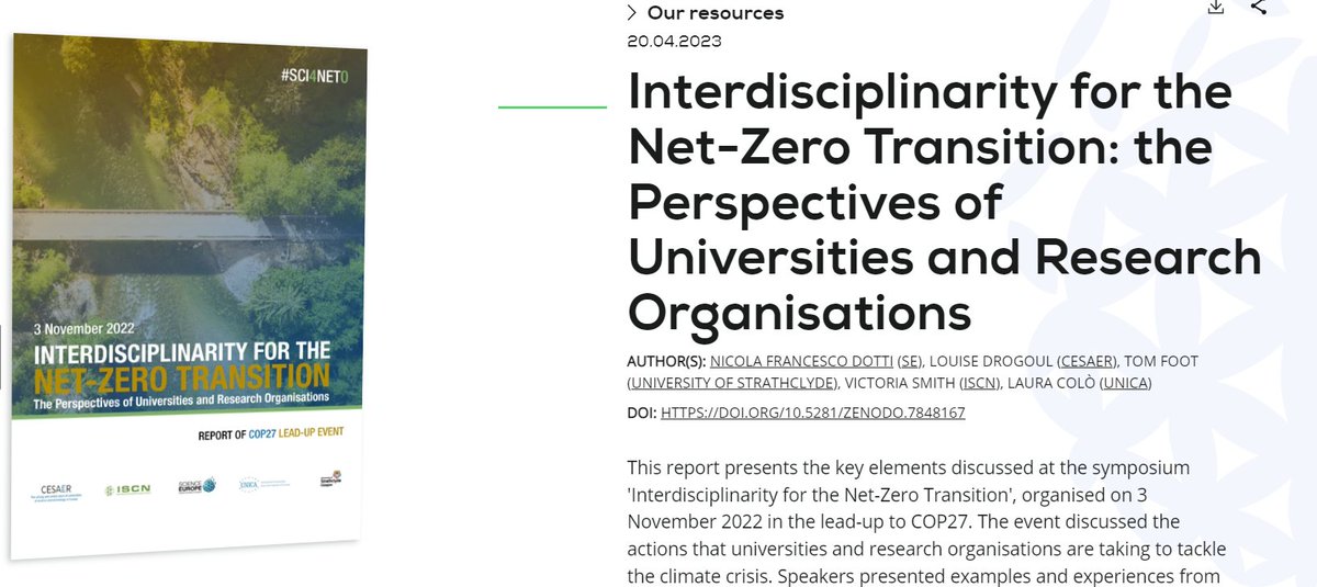 ScienceEurope's tweet photo. In our webinar on 'Acting Together for Net-Zero', @nfdotti (Science Europe) and Louise Drogoul (@CESAER_SnT) are presenting the new report on Interdisciplinarity for the Net-Zero Transition.

📑https://t.co/PdEQbQveFF
📽️https://t.co/4OayCLPyjP 

#Sci4Net0 #GreenAndDigital https://t.co/WDVTJ7MbqR