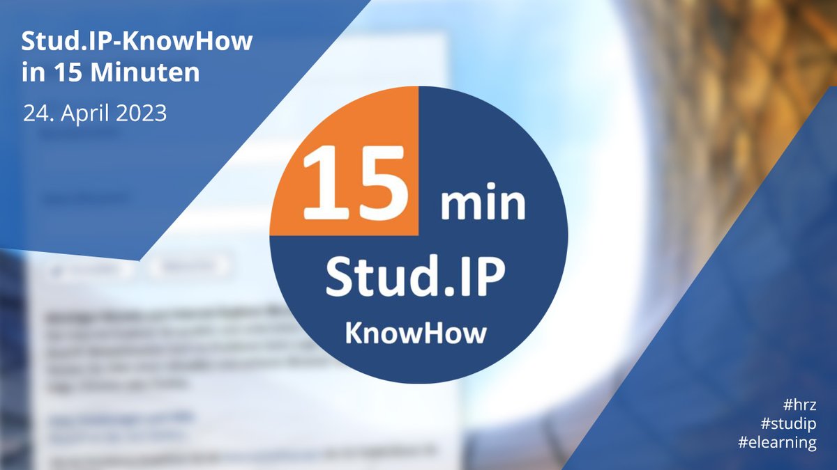 me_jlu's tweet photo. Am Montag, 24. April, gibt es wieder "Stud.IP-KnowHow in 15 Minuten" - hier können Sie sich informieren und anmelden: https://t.co/2P7CgsT3b5 #hrz #elearning #studip #jlugiessen https://t.co/TqtlI5Na8G