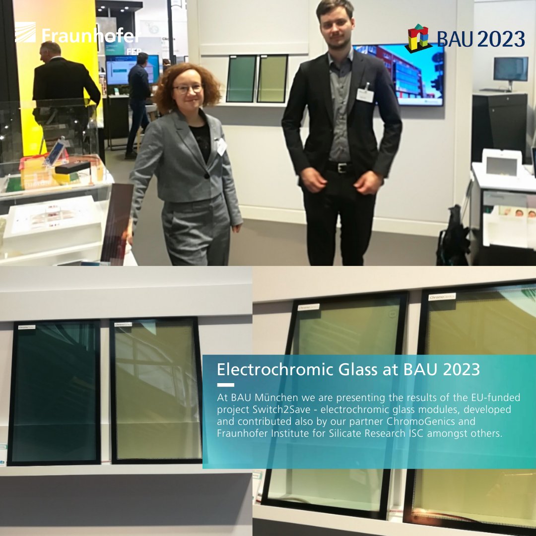 FraunhoferFEP's tweet image. Did you have the chance to see the electrochromic glass units during BAU 2023 already? If not, stop by until Saturday at Fraunhofer joint booth No. 528 in hall C2.

#bau2023 #innovation #WeKnowHow #fraunhofer #coatings