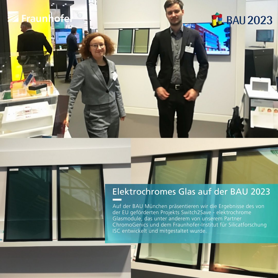 FraunhoferFEP's tweet image. Did you have the chance to see the electrochromic glass units during BAU 2023 already? If not, stop by until Saturday at Fraunhofer joint booth No. 528 in hall C2.

#bau2023 #innovation #WeKnowHow #fraunhofer #coatings