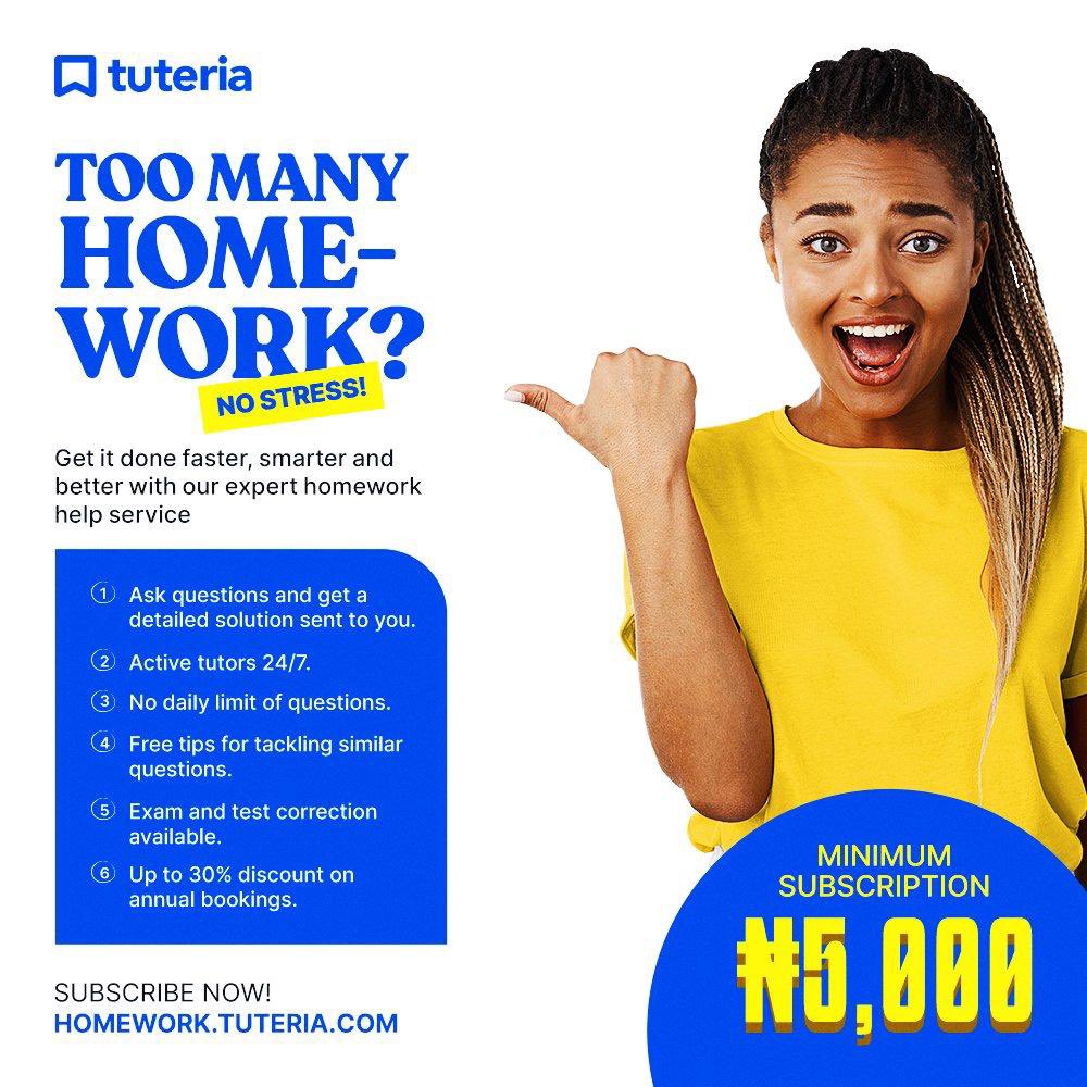 thenihiin's tweet photo. Do you know? @Tuteria handles any kind of homework your kids bring home. With #HomeWorkHelpForKids your kids don't only get prepared but are made pace setter's in exams And all these and more for as low as #5000 for two kids.
Click here to get started; https://t.co/xaZuzY5qkV https://t.co/hqvV3p3VIk