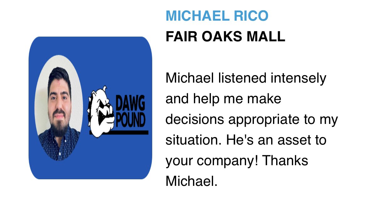 King_JMontano's tweet photo. Look who got Caught Making It Matter
Michael Rico 🤩 at our Fair Oaks Mall Location! Listening👂🏻is the most important part of our customer experience. Thank you Michael for always helping our customers 🙌🏼 #MASMIN #MASCMIM #DawgPound💪🏼 @LeaderWilliam93 @GlobalAlanT https://t.co/UyZQqAG8wY