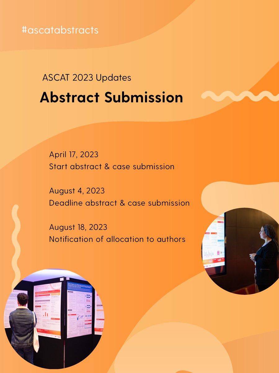 ascatconference's tweet photo. Abstract submission is an important part of this meeting. As a participant, you will have the opportunity to submit an abstract for this meeting, and (if accepted) have the possibility to discuss it with the international faculty and your peers as an oral presentation or poster. https://t.co/xbGp9kWkox
