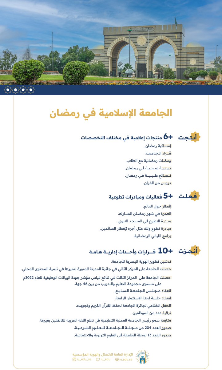 «الجامعة الإسلامية خلال شهر رمضان»

#الجامعة_الإسلامية