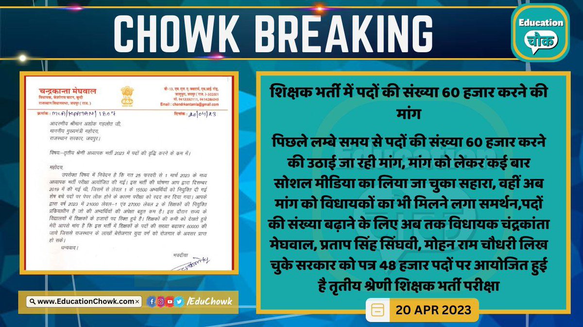 आज रुकना नहीं है देख लो
#3ग्रेड_पद_60k_डोटासराजी

डोटासरा जी को तो टैग करो साथ में 

युवाओं की एक ही मांग ......
#3ग्रेड_पद_60k_डोटासराजी 
<a href="/ashokgehlot51/">Ashok Gehlot</a> <a href="/DrBDKallaINC/">Dr. Bulaki Das Kalla</a> <a href="/RajGovOfficial/">Government of Rajasthan</a> <a href="/RajCMO/">CMO Rajasthan</a> <a href="/GovindDotasra/">Govind Singh Dotasra</a>