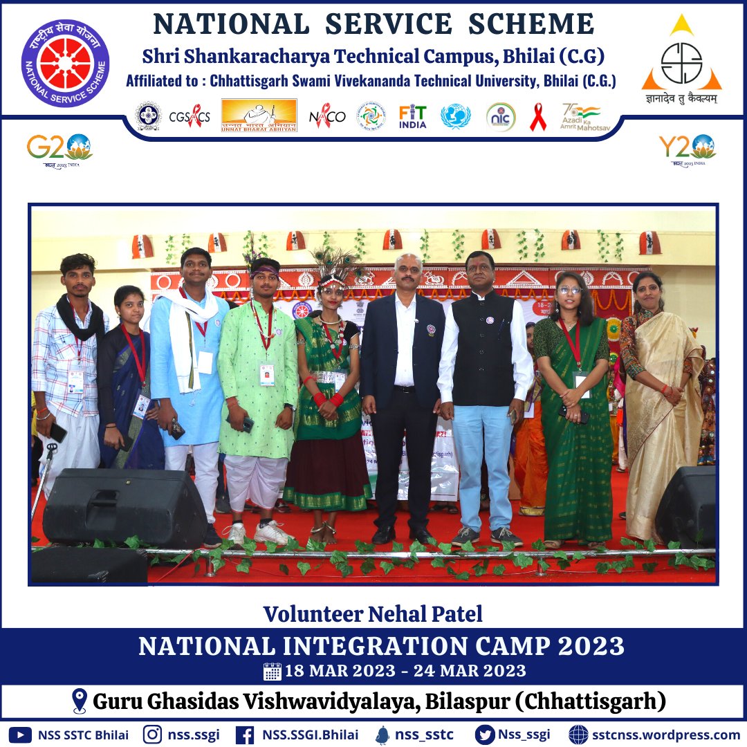 Nss_ssgi's tweet photo. Jai Hind🇮🇳

#GoI, #MinistryofYouthAffairsamdSports, @NSSRDBhopal MP-CG in collab with #GuruGhasidasVishwavidyalaya, Bilaspur, CG organised #NationalIntegrationCamp2023 from 18-24 March 2023 at @ggv_smc Bilaspur.

@YASMinistry
@ianuragthakur
@pankajsinghips
@askabir_
@_NSSIndia https://t.co/yAq7XwhhrP