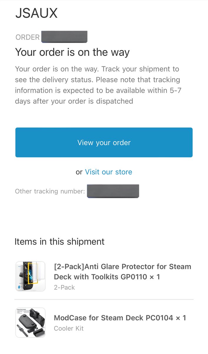 MasaruYTCh's tweet photo. Looks like my @jsauxofficial recent order for my Steam Deck has been shipped! I just can’t wait!
#SteamDeck #OnSteam #SteamOS #JSAUX #SteamDeckAccessories
https://t.co/sqAZsP7Ak0 https://t.co/Hvt6RqGruH