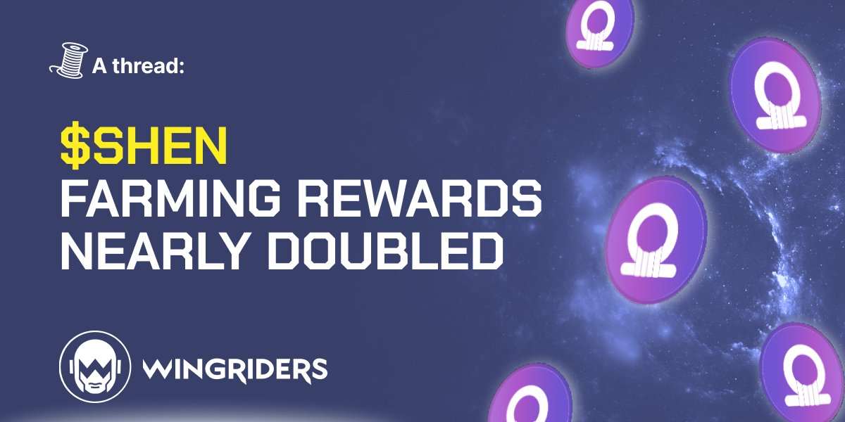 wingriderscom's tweet photo. Exciting news for liquidity providers! Starting next epoch we're increasing farming rewards for the ADA/SHEN pool almost 2x!

Plus, you can still get SHEN #staking rewards from @COTInetwork when you provide your liquidity on #WingRidersDEX. 

🧵1/3 https://t.co/4c1aoVClk8