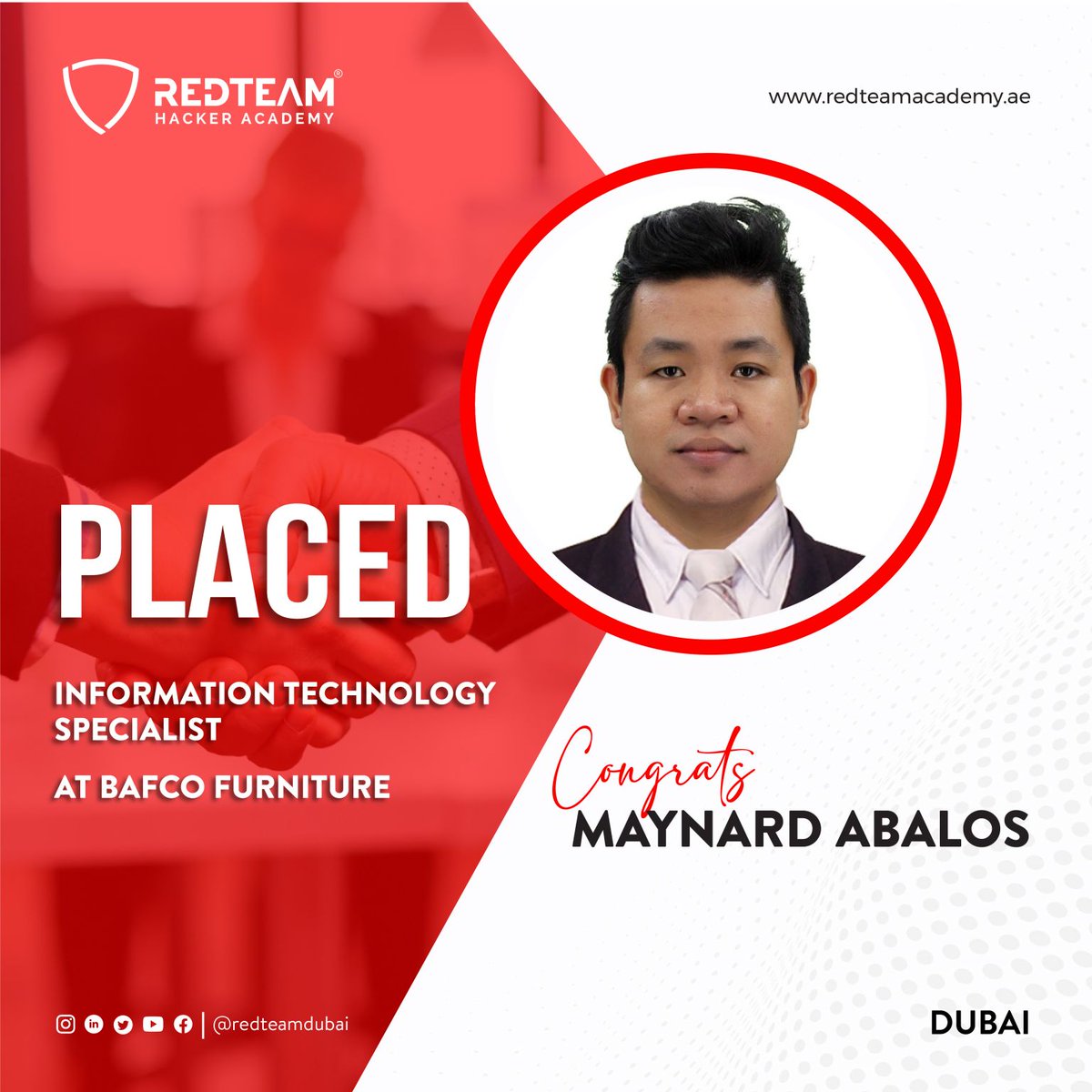 #placements2023

Congratulations to Maynard Abalos for securing IT specialist position at BAFCO Furniture

#cybersecuritytraining #dubai #jobseeker #cybersecurityconsultant #jobopportunities #fazalmarakakar