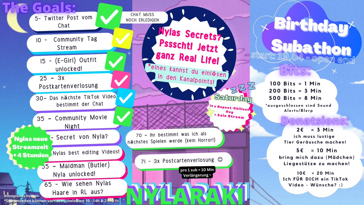 Nylaraki's tweet image. 🍃Hier habe ich eine Liste mit ✅gemacht, damit man sieht was schon freigeschalten wurde und mehr Überblick hat.

🍃Ich würde euch super gerne so viel mehr zurückgeben, mit coolen Videos📷und Bildern, aber Momentan habe ich nur begrenzte Zeit, wegen Kinderbetreuung 😊
#GerVtubers