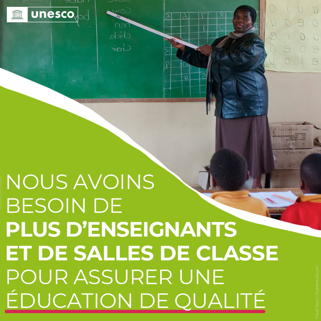 Les pays à faible et moyen revenu doivent augmenter le nombre d'enseignants et de salles de classe pour atteindre leurs objectifs d'éducation, notamment plus que doubler pour l'enseignement préscolaire, selon un rapport récent du <a href="/GEMReport/">Global Education Monitoring Report UNESCO</a>. #FundEducation Bit.ly/FundSDG4
