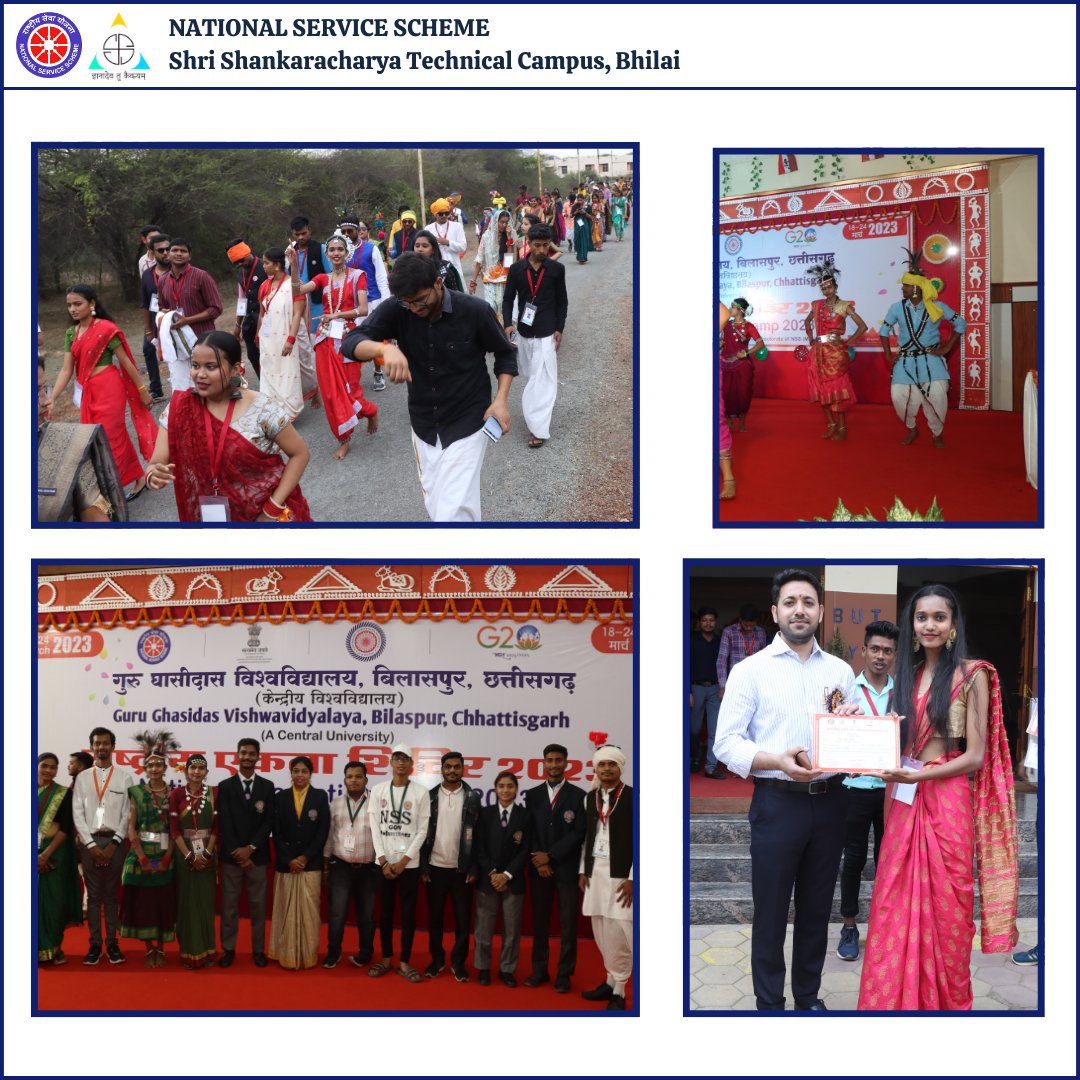 Nss_ssgi's tweet image. Various competitions like #RangoliMaking, #PosterMaking, #SloganMaking competition were organised apart from this a #G20Y20 #PanelDiscussion was also organised in the Camp. Special programme like #IntegrationRally &amp;amp; #EducationalTrip to #Ratanpur was also organised.
#NSS
#NIC2023