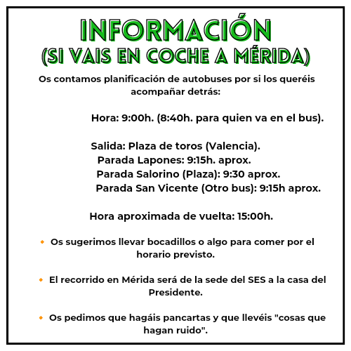 plataformahssp's tweet photo. ❗INFORMACIÓN IMPORTANTE
(Si vas en coche a Mérida).
#9pueblos1lucha #22avoyamerida #YovoyaMerida https://t.co/evEnJ7Q7AP