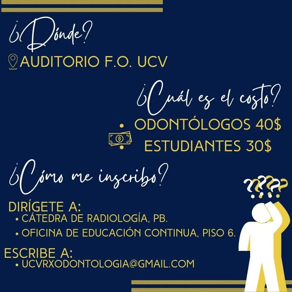 educontinuaucv's tweet photo. Jornadas Pro Fondos Cátedra de Radiología Facultad de Odontología UCV
Sábado 6 de Mayo
Inscripciones:
Oficina de Educación Continua Facultad de Odontología UCV: Teléfonos 0212-6053781 / 04241249470
Correo: educacioncontinuaucv@hotmail.com https://t.co/UKGFPZx2cT