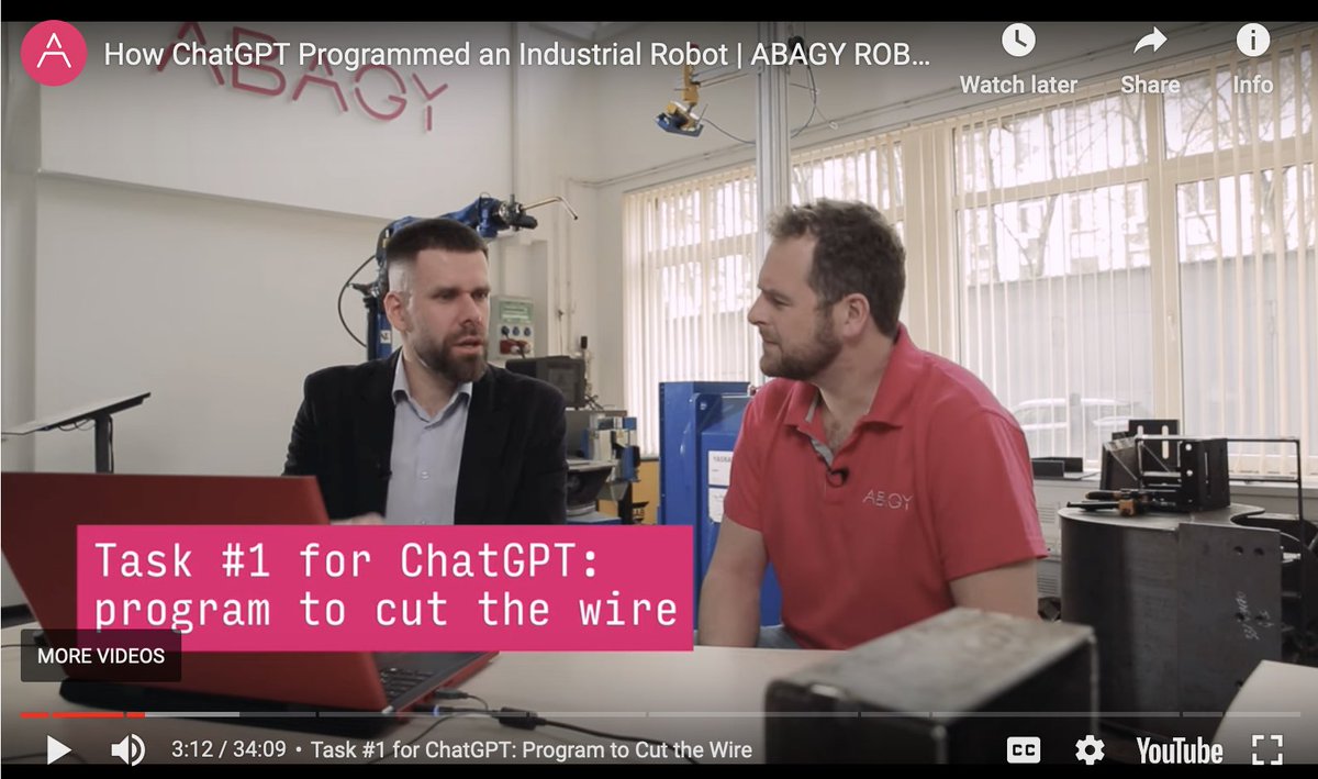 Can ChatGPT be used in industrial robotics right now? @ABAGY_Robotics asked #ChatGPT to write some programs for a #Yaskawa robot. They share what they learned in this 34m:09s video. Have a look: hubs.la/Q01M90zD0

#a3membervideo #robotics #AI #industrialrobots