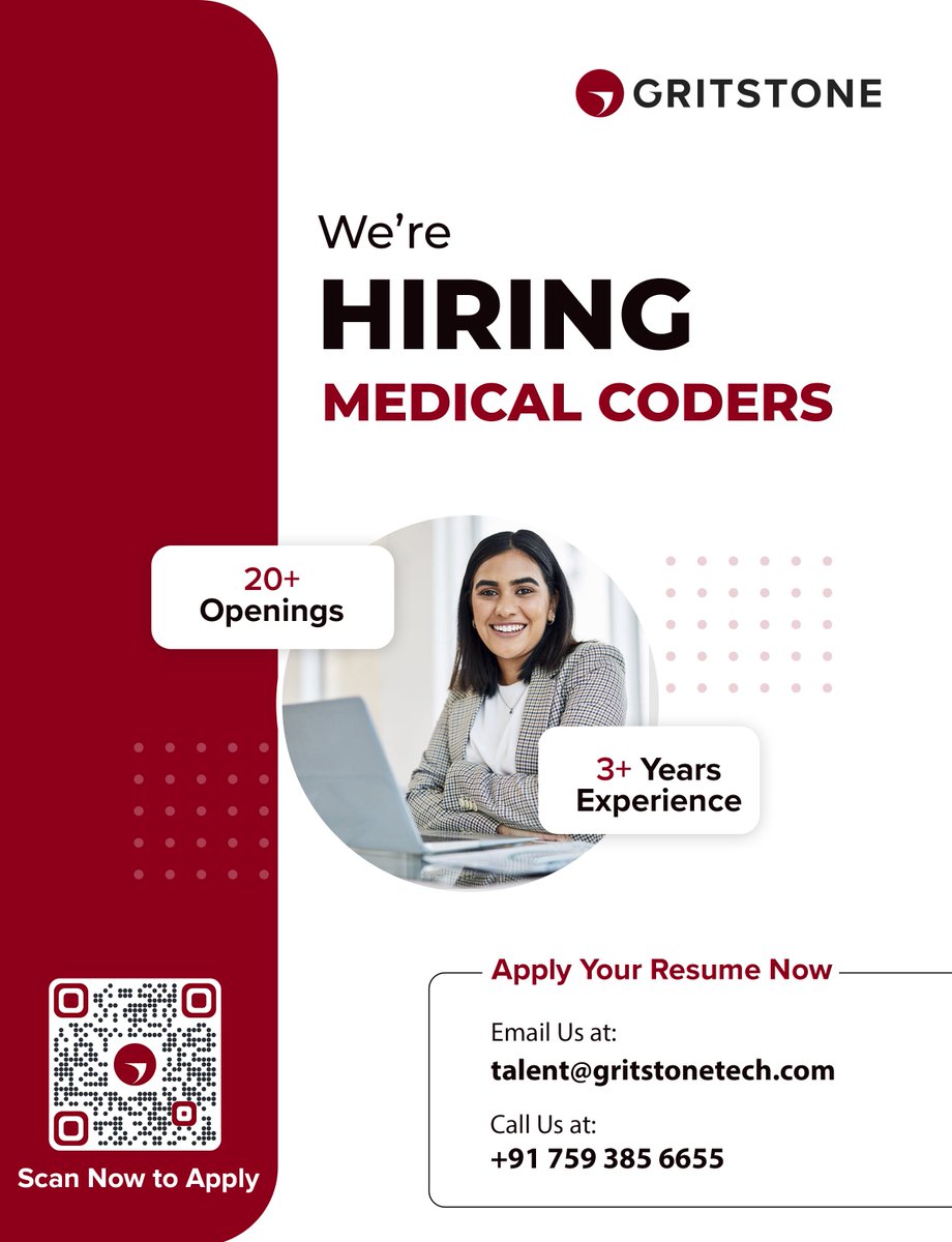 gritstone_tech's tweet image. Attention Job Seekers! We’re hiring!

We are on the lookout for motivated individuals to join our team.
Don’t wait, submit your resume today and let’s get started on your journey to a rewarding career! 

 #medicalcoder  #HiringNow #JobOpportunities  #JoinOurTeam #ApplyToday