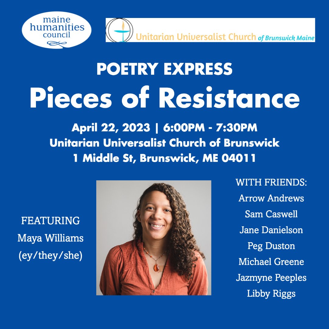 MaineHumanities's tweet photo. Our first #PoetryExpress event of the year will be streamed on youtube and in-person at the Unitarian Universalist Church of Brunswick! Hit the notification bell so you know when the stream has started!
π https://t.co/EkTAZNLlwJ
#Maine #NationalPoetryMonth #Poety #Humanities https://t.co/CvrO5XoJBM