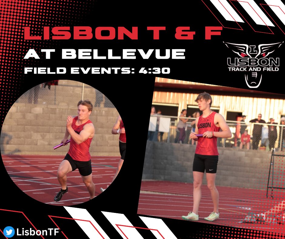 Meet Day!
📍Bellevue High School
⏰ Field Events: 4:30pm  Running Events: 5:00pm
