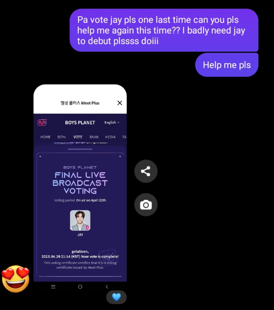 kaizhennn's tweet photo. I'm chatting my classmates and friends rn to vote for jay huhuhuhuhuhuhu pls let this boy debut i badly want him to debut that's all!! 😭😭 #JAYCHANG #INOUIO https://t.co/gecSPakVe3