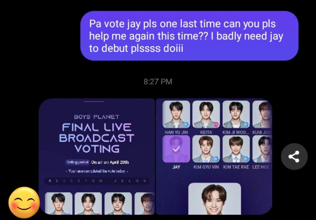 kaizhennn's tweet photo. I'm chatting my classmates and friends rn to vote for jay huhuhuhuhuhuhu pls let this boy debut i badly want him to debut that's all!! 😭😭 #JAYCHANG #INOUIO https://t.co/gecSPakVe3