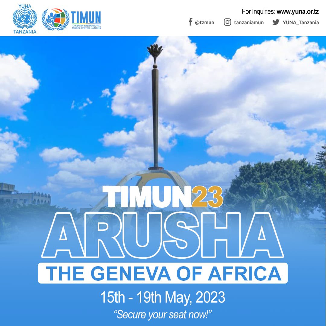 YUNA_Tanzania's tweet image. Greetings young people!!

We will be having our TIMUN Conference from 15th -19th May,2023. Don’t miss an opportunity to develop your diplomatic and leadership skills!

Secure your seat NOW to participate in the conference!

#timun23 #yunatz