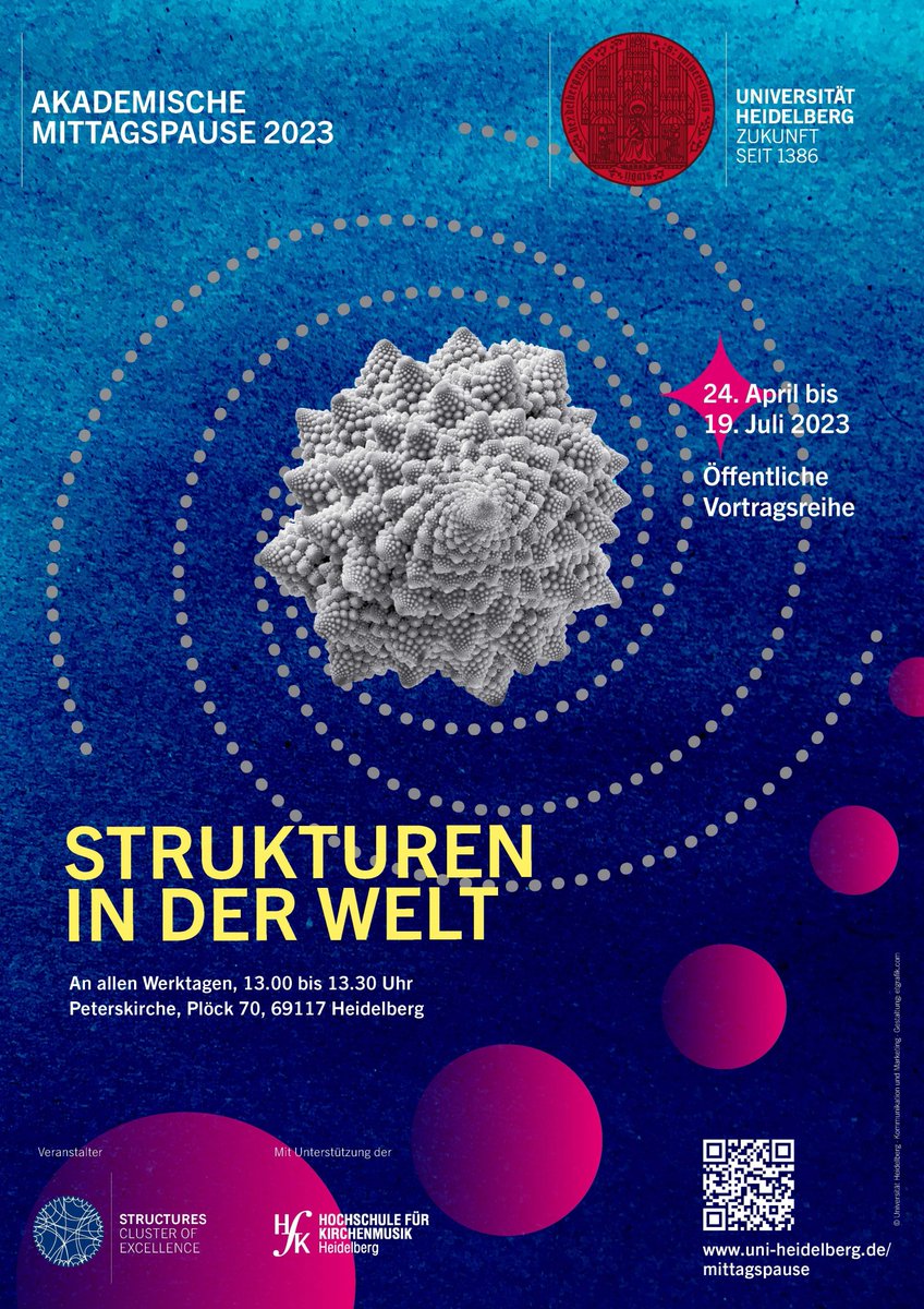 structures_hd's tweet photo. Mit der Akademischen Mittagspause bietet STRUCTURES unter dem Titel „Strukturen in der Welt“ für alle Interessierten Einblicke in die Erforschung von Strukturen. Die Vorträge finden werktags von 13-13.30 Uhr in der Peterskirche statt. Link zum Programm: https://t.co/muMiXeGPyw https://t.co/9dwmPfg2C1