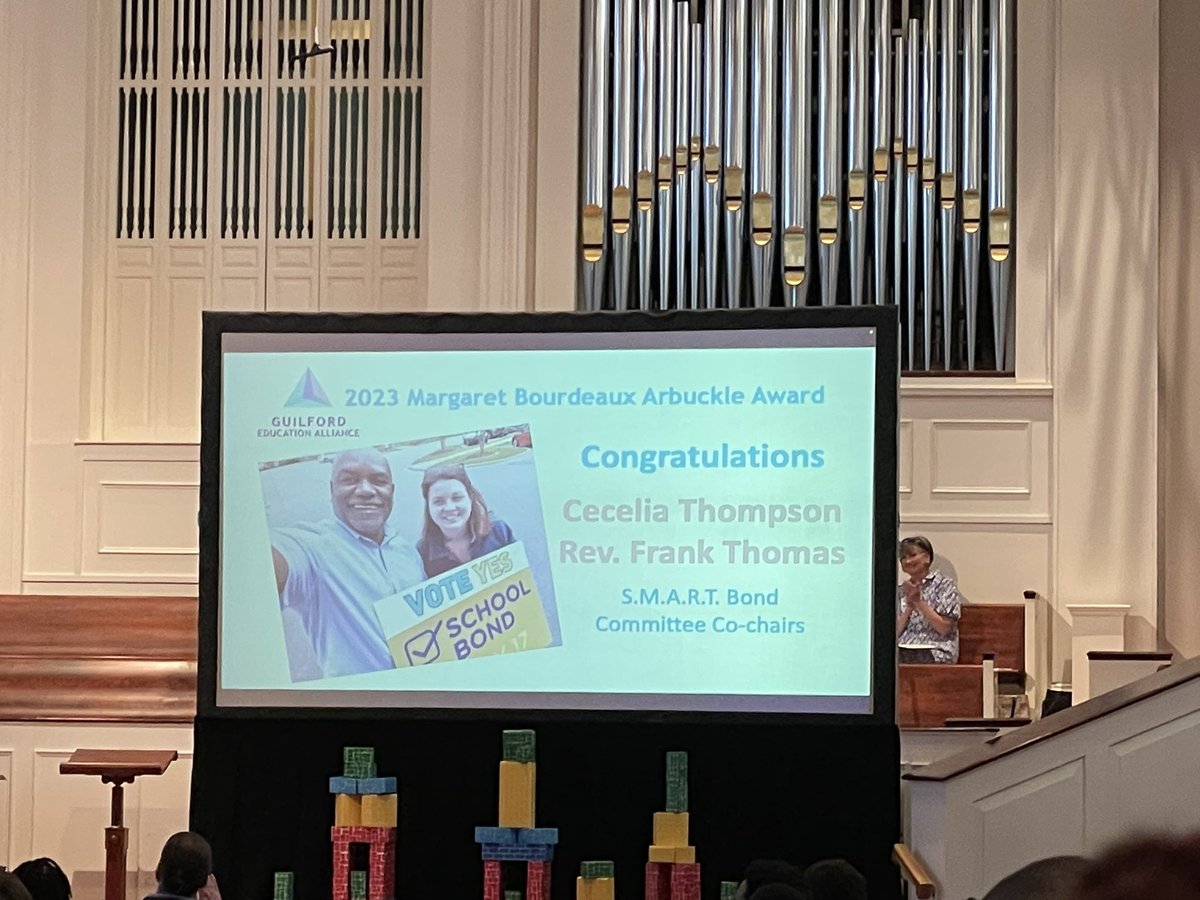 candacetucker1's tweet photo. A very bright morning ☀️ at the @GuilEducation #EdSummit2023 celebrating education in #soGSO and a BIG 👏🏾👏🏾👏🏾👏🏾👏🏾👏🏾 for my friend and leader Cecelia Thompson for receiving the Margaret Bourdeaux Arbuckle Award https://t.co/sc1MMuzmqB