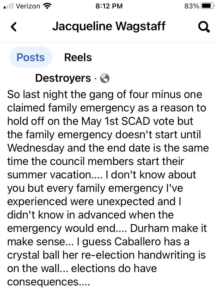 So, @MayorEONeal, you highlighted Ms. Jackie Wagstaff in your state of the city as 'the best Durham has to offer'. Yesterday, the very same implied that a family emergency a colleague of yours is experiencing is a fake conspiracy to delay a vote. Do you stand by what you said?