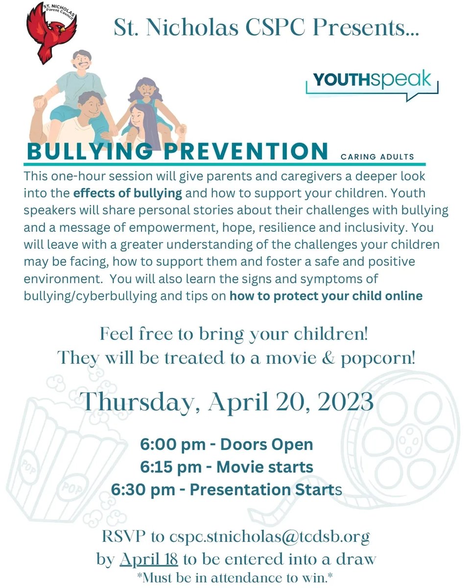 StNicholasCSPC's tweet image. Reminder: Bullying Prevention Workshop is happening this evening.