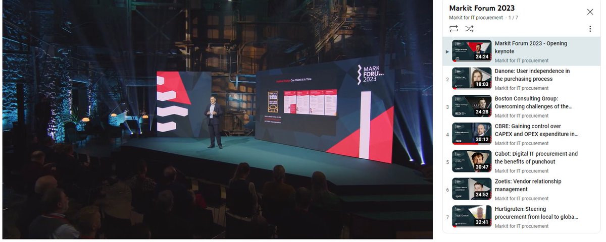 MarkIT_EU's tweet photo. Watch all the clients' video presentations from Markit Forum 2023 on Youtube: https://t.co/zMA3ZLxaOj

All topics related to procurement of IT hardware and accessories were given Markit clients: Danone, BCG (Boston Consulting Group), Cabot, Hurtigruten, CBRE, and Zoetis. https://t.co/X3LD1A8p42