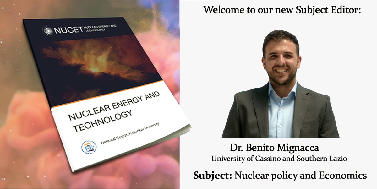 NUCETjournal's tweet photo. Our journal is thrilled to announce the addition of Dr. Benito Mignacca to our team!
@BenitoMignacca
#NuclearPolicy #Economics #Nuclear #NUCET #NuclearEnergy #JournalEditor #Energy https://t.co/GAbWKRbIxa