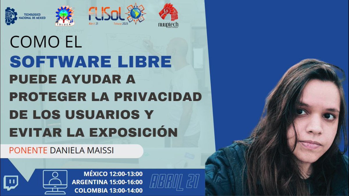 FlisolIttoluca's tweet photo. Mañana podremos ver  a @blindma1den en su conferencia para #FLISOL 💙✨ https://t.co/9pjehaw0G9
